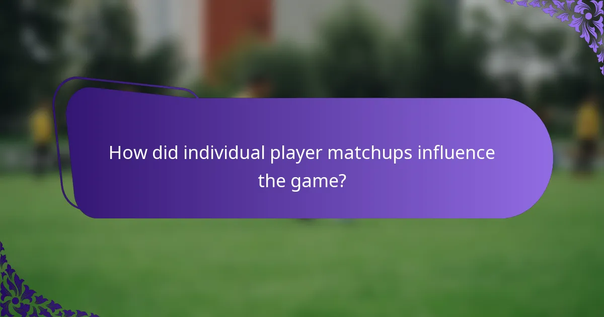 How did individual player matchups influence the game?