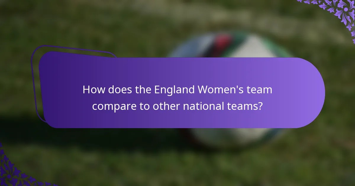 How does the England Women's team compare to other national teams?