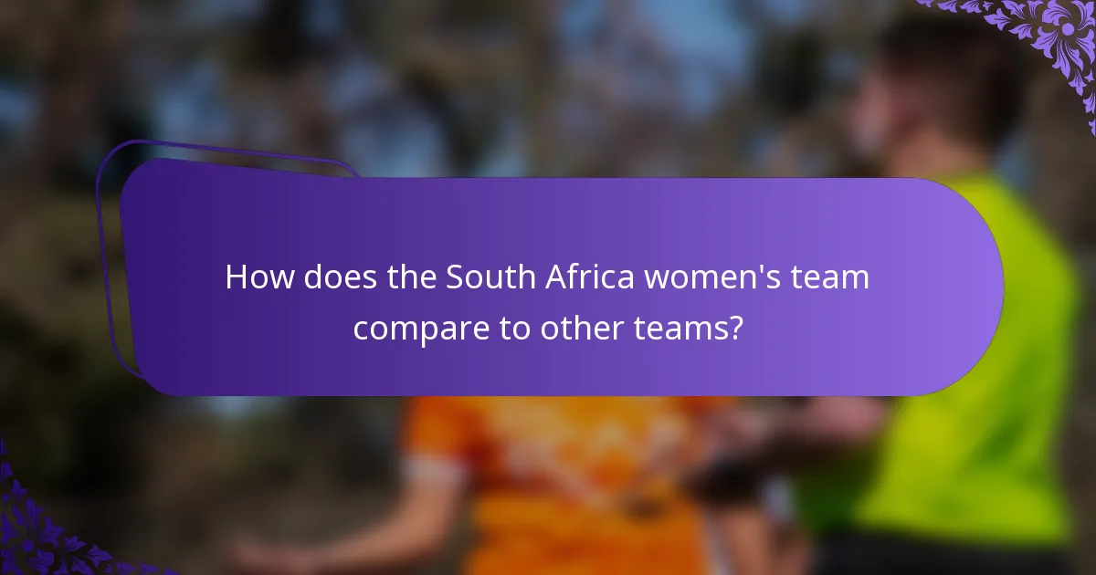 How does the South Africa women's team compare to other teams?