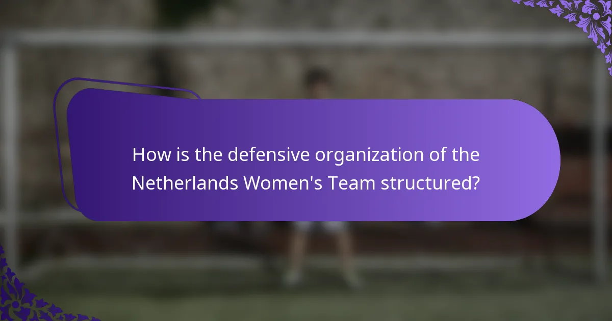How is the defensive organization of the Netherlands Women's Team structured?