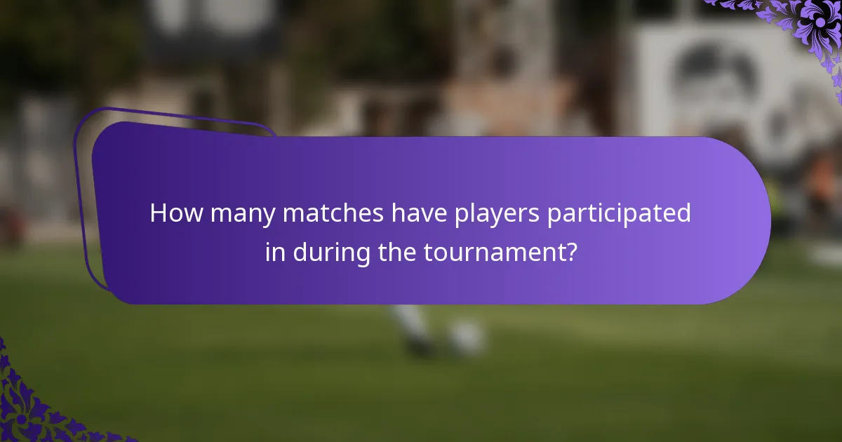 How many matches have players participated in during the tournament?
