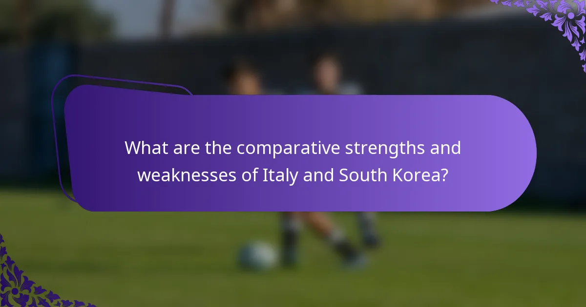What are the comparative strengths and weaknesses of Italy and South Korea?