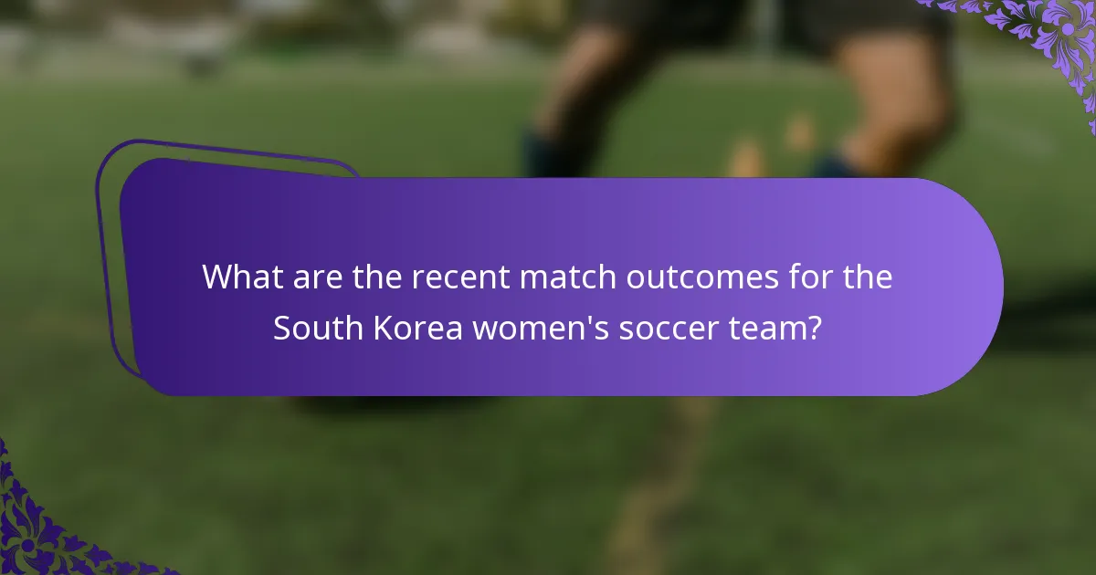 What are the recent match outcomes for the South Korea women's soccer team?