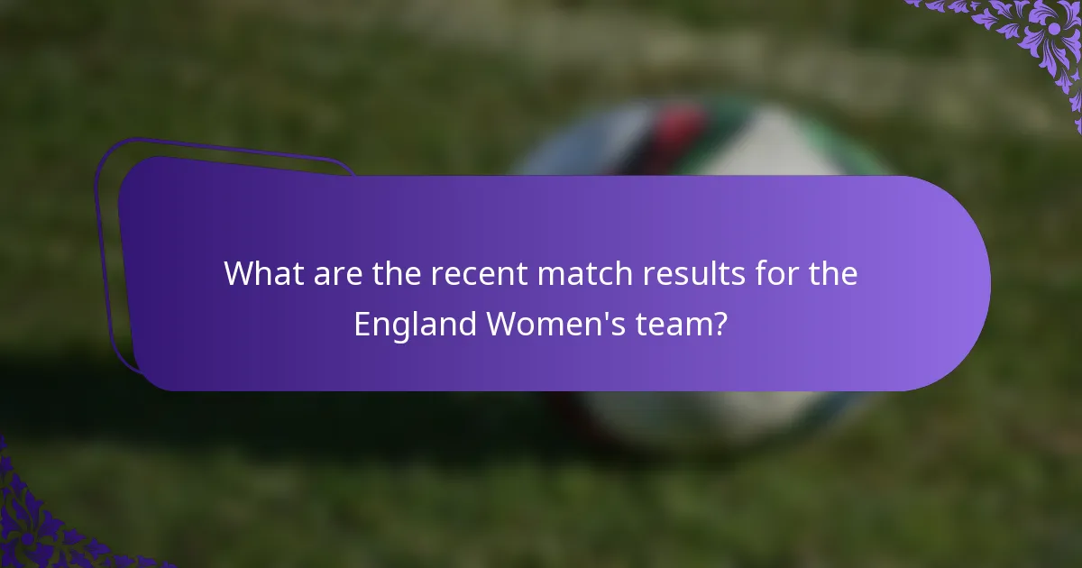 What are the recent match results for the England Women's team?