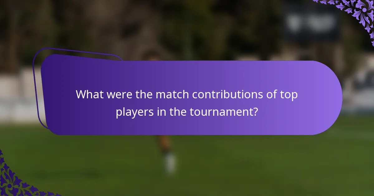 What were the match contributions of top players in the tournament?