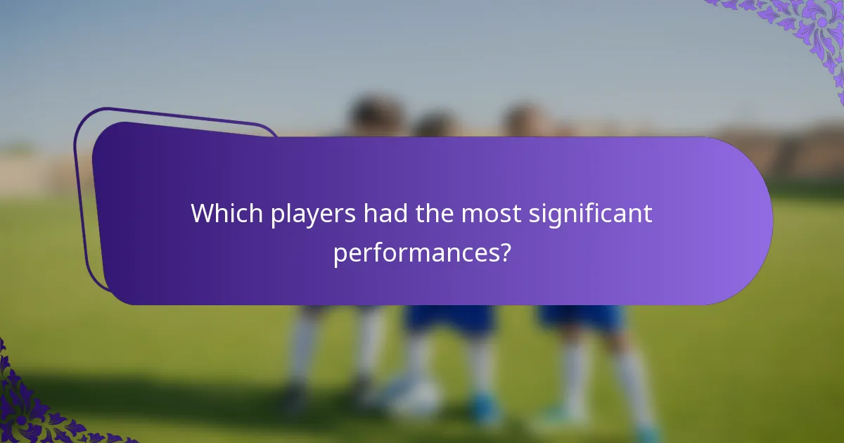 Which players had the most significant performances?