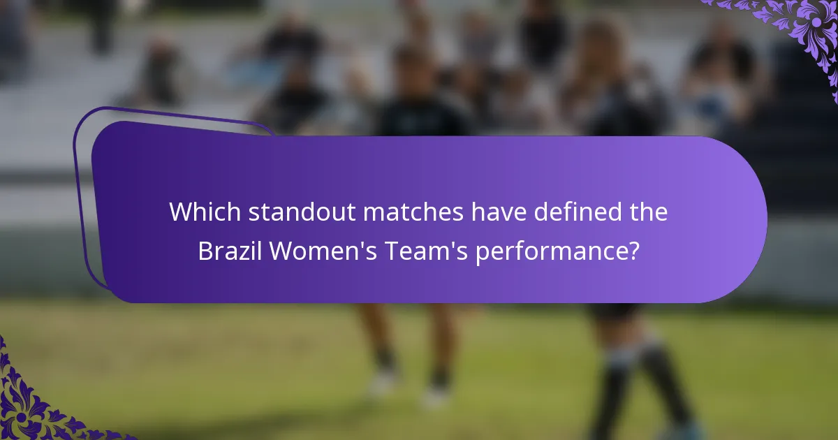 Which standout matches have defined the Brazil Women's Team's performance?